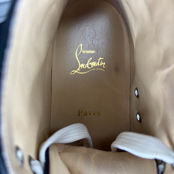 Christian Louboutin Women's High-Top Spike-Stud Sneakers - Black/White Size 8 - Picture 9 of 10